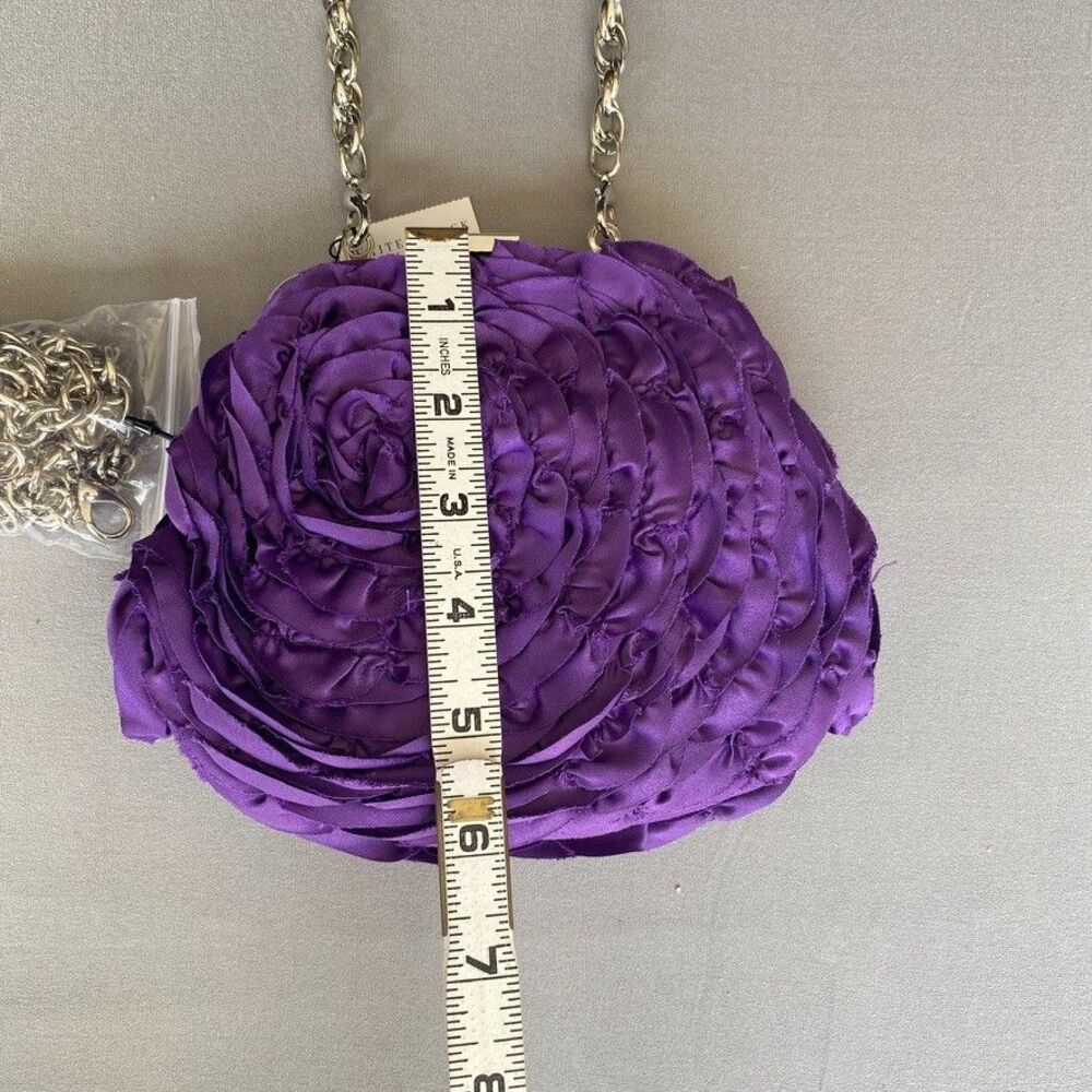 NWT White House Black Market Purple Rosette Floral Clutch Chain Bag Convertible - Picture 9 of 12